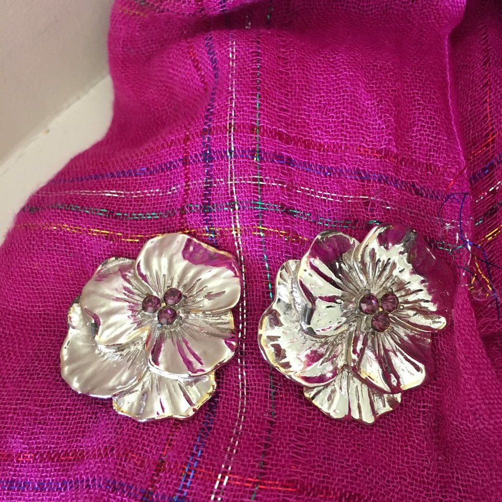Beautiful Flower Sliver Earrings